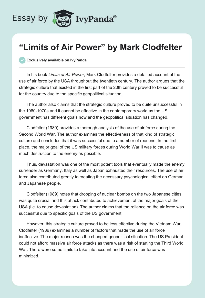 “Limits of Air Power” by Mark Clodfelter. Page 1