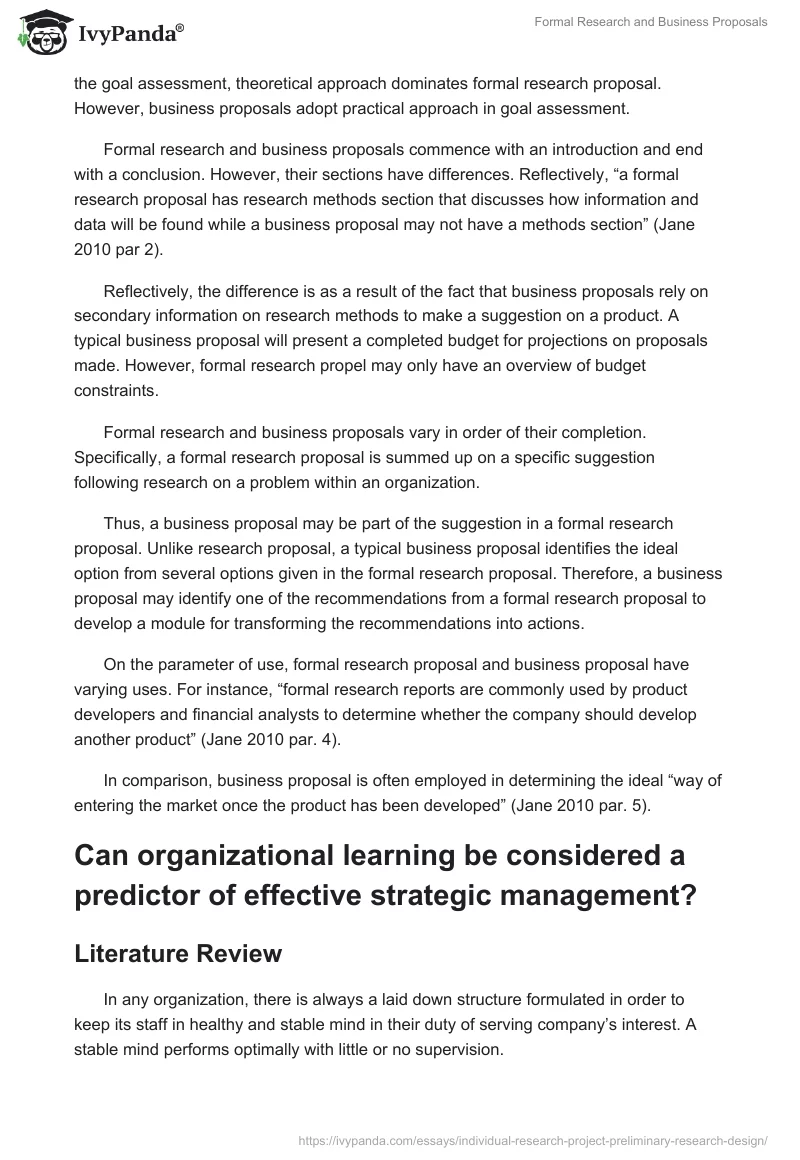 Formal Research and Business Proposals. Page 2