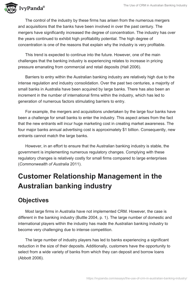 The Use of CRM in Australian Banking Industry. Page 3