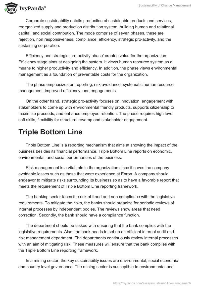 Sustainability of Change Management. Page 2