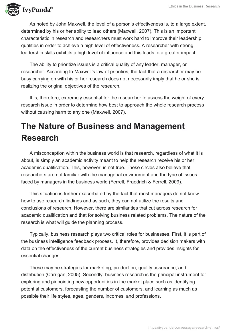 Ethics in the Business Research. Page 2