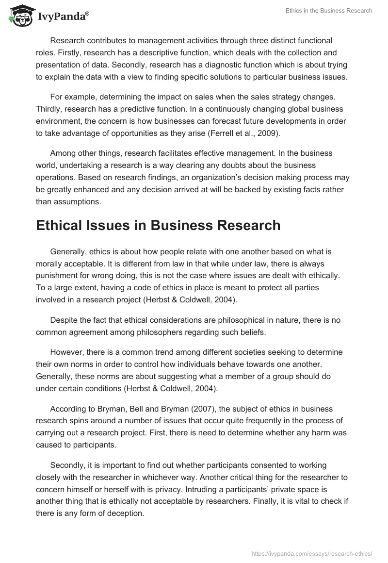Ethics in the Business Research. Page 3