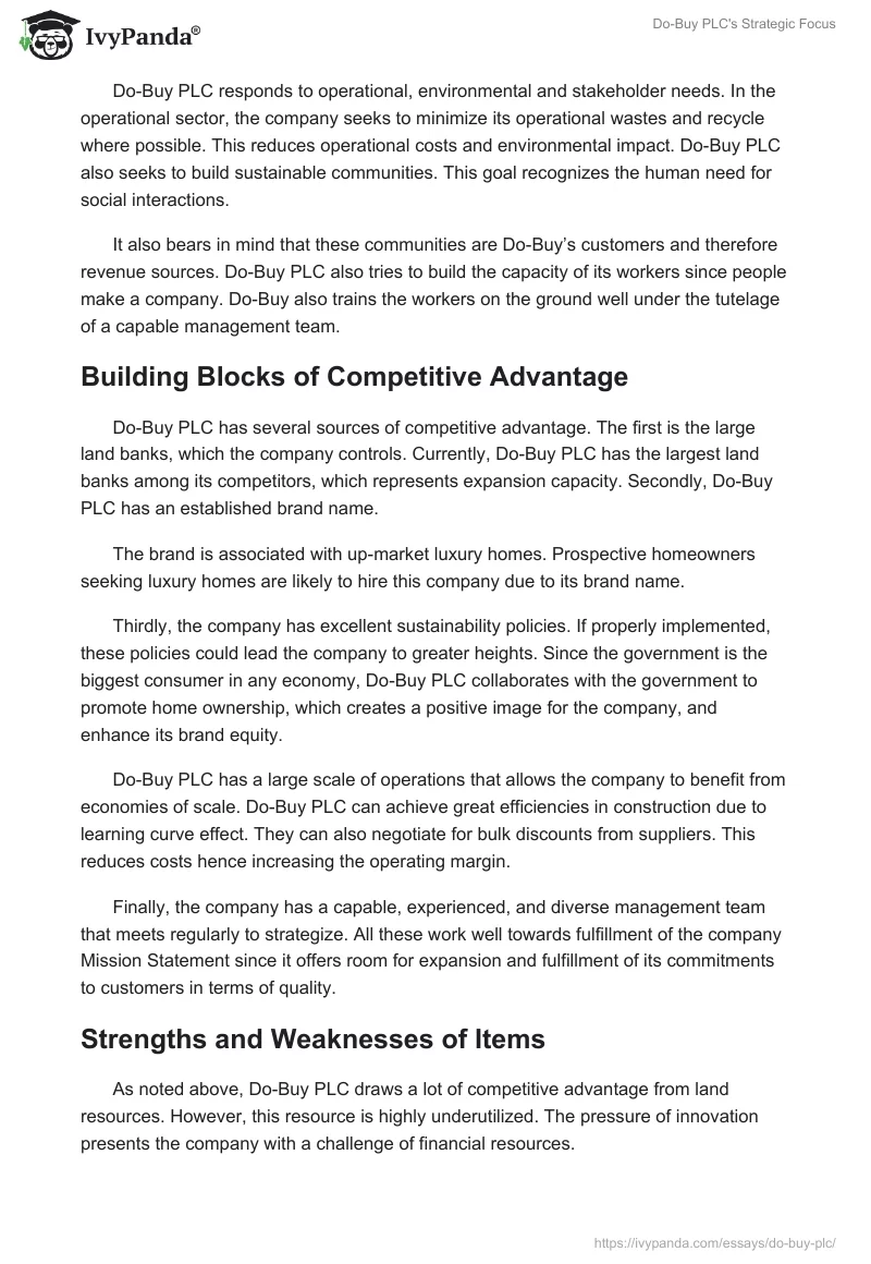 Do-Buy PLC's Strategic Focus. Page 4
