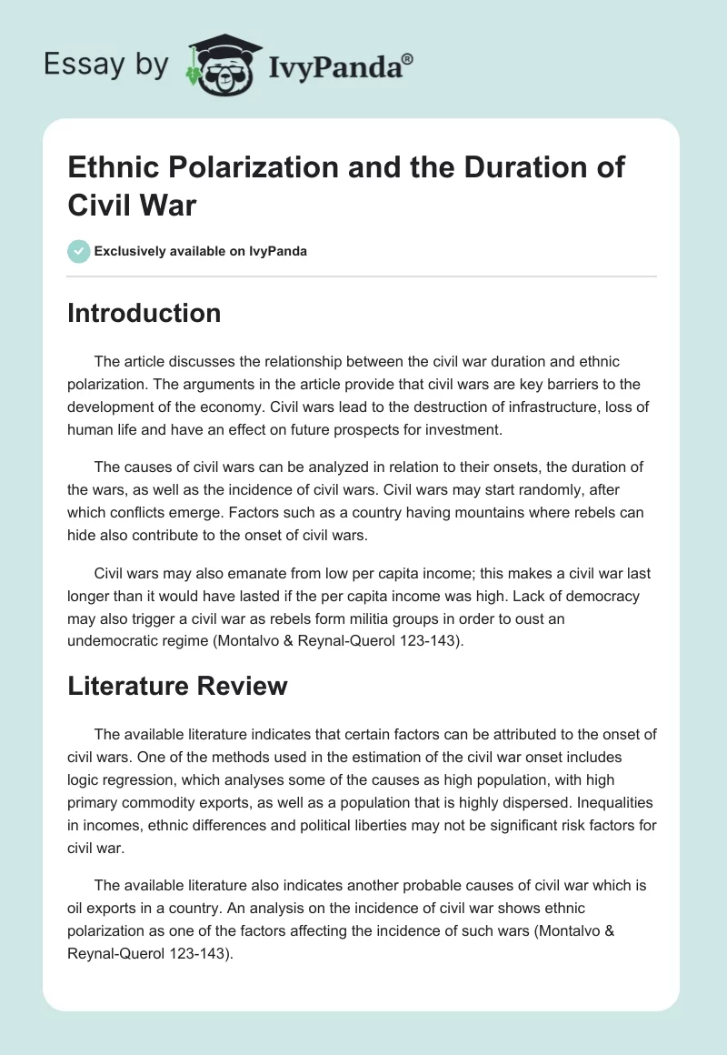 Ethnic Polarization and the Duration of Civil War. Page 1