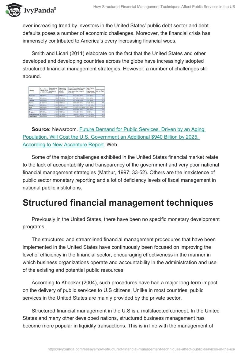 How Structured Financial Management Techniques Affect Public Services in the US. Page 2