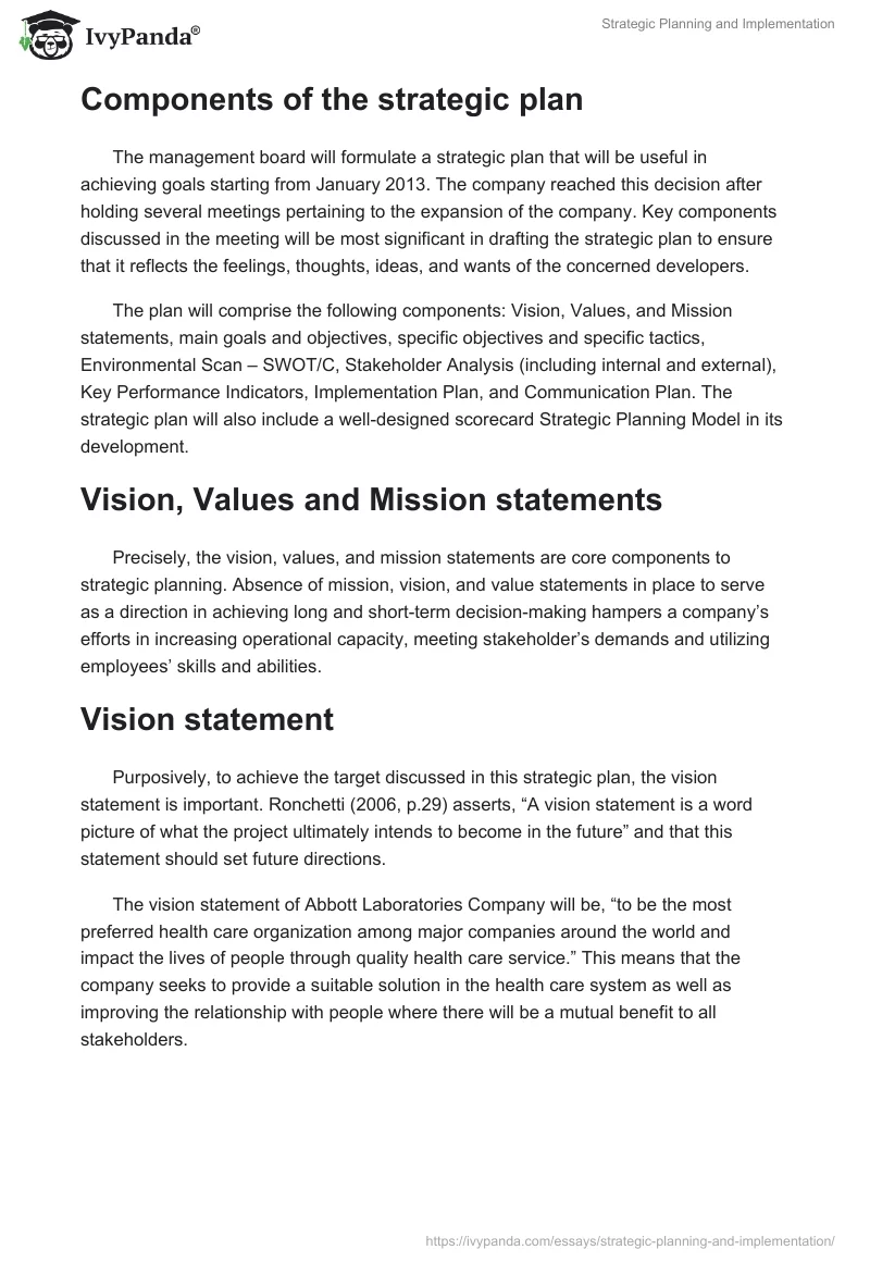 Strategic Planning and Implementation. Page 2