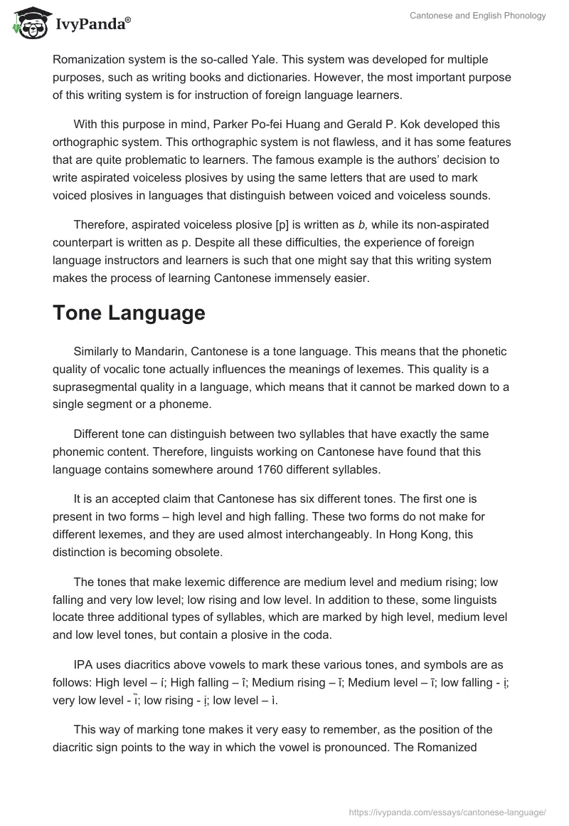 Cantonese and English Phonology. Page 2
