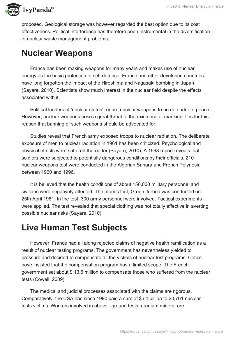 Impact of Nuclear Energy in France. Page 3