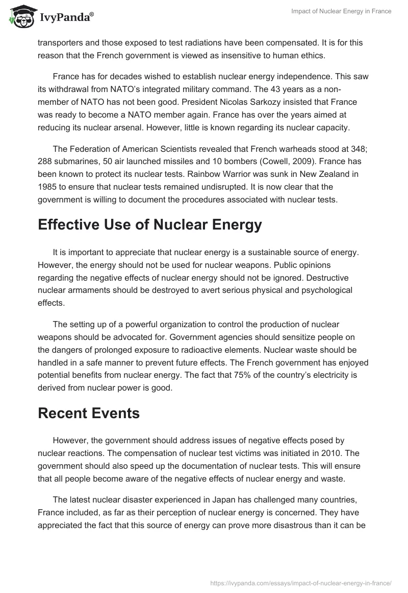Impact of Nuclear Energy in France. Page 4