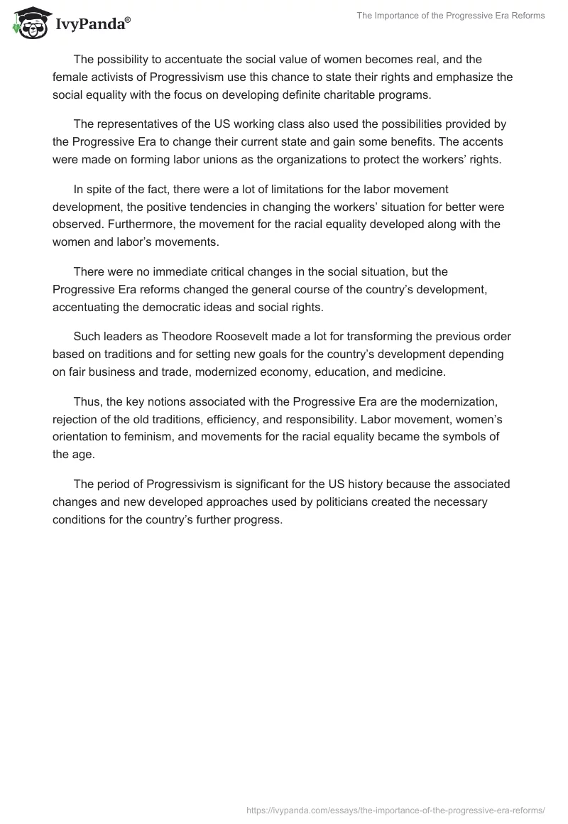 The Importance of the Progressive Era Reforms. Page 2