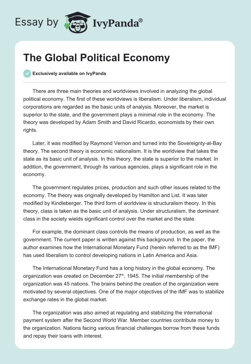 The Global Political Economy. Page 1