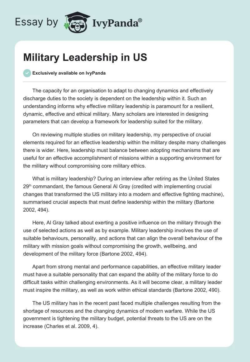 Military Leadership in US. Page 1