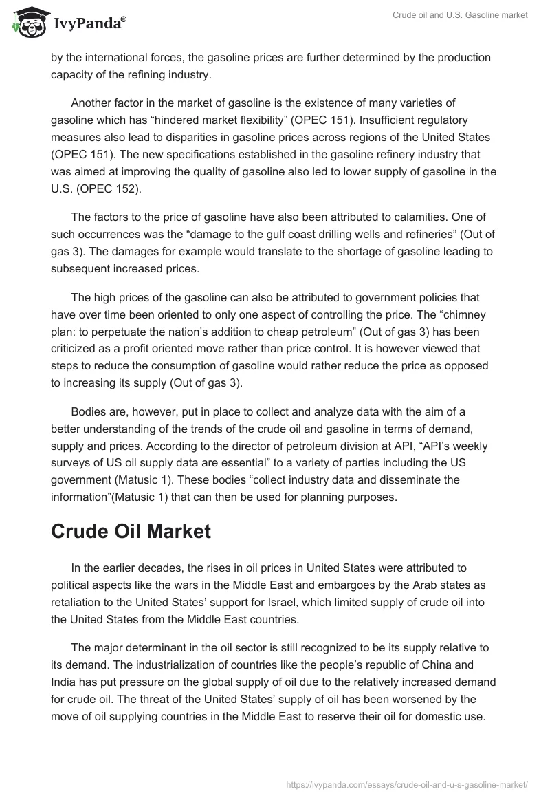 Crude oil and U.S. Gasoline market. Page 3