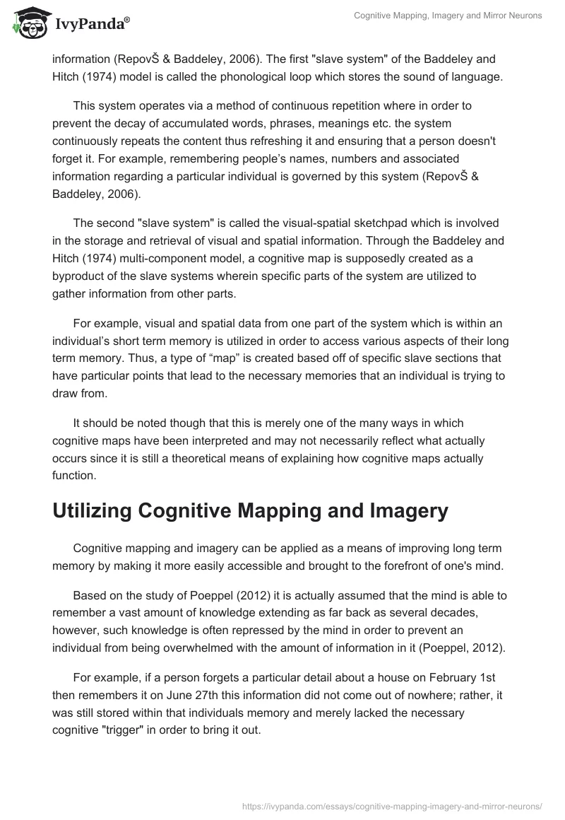 Cognitive Mapping, Imagery and Mirror Neurons. Page 3