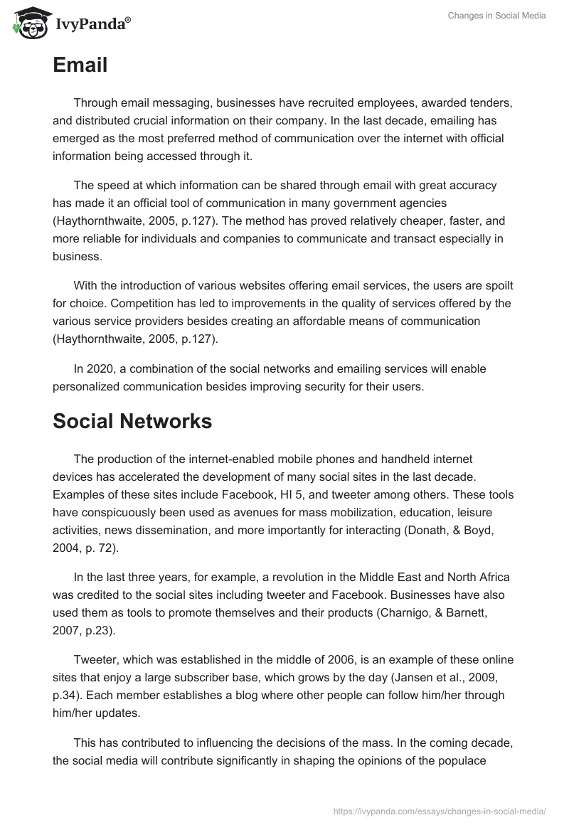 Changes in Social Media. Page 2