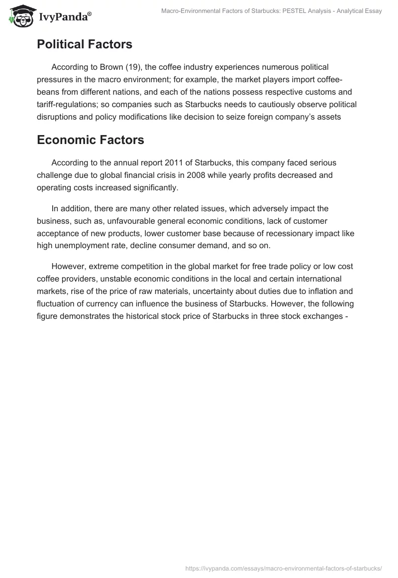 Macro-Environmental Factors of Starbucks: PESTEL Analysis - Analytical Essay. Page 2