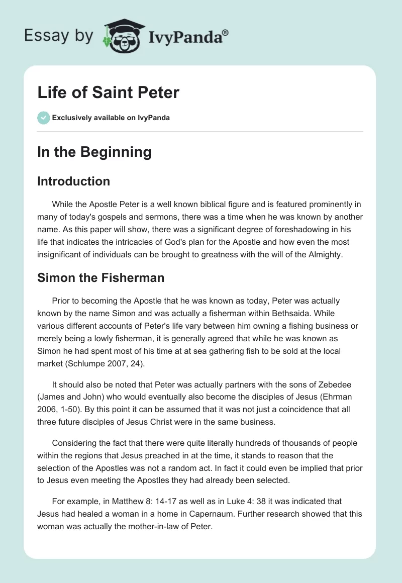 Life of Saint Peter. Page 1