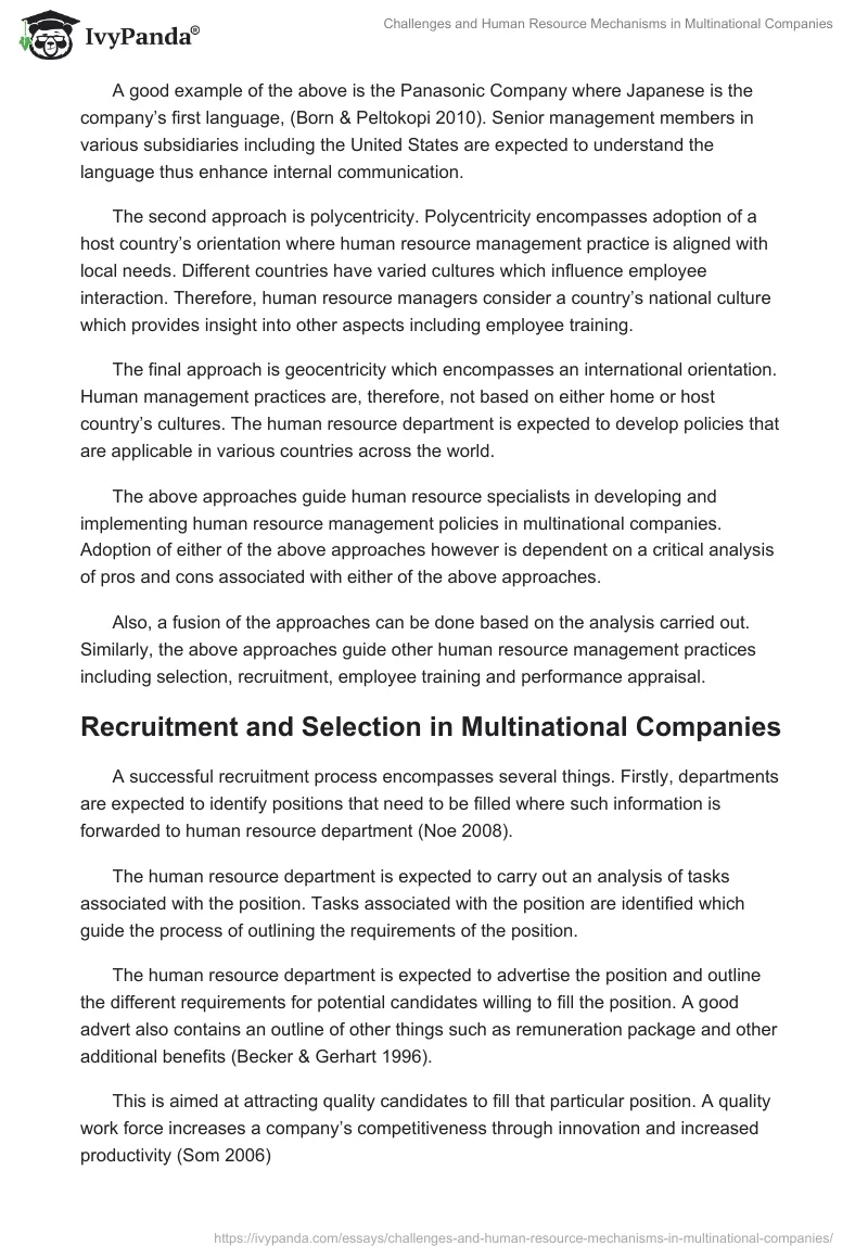 Challenges and Human Resource Mechanisms in Multinational Companies. Page 3