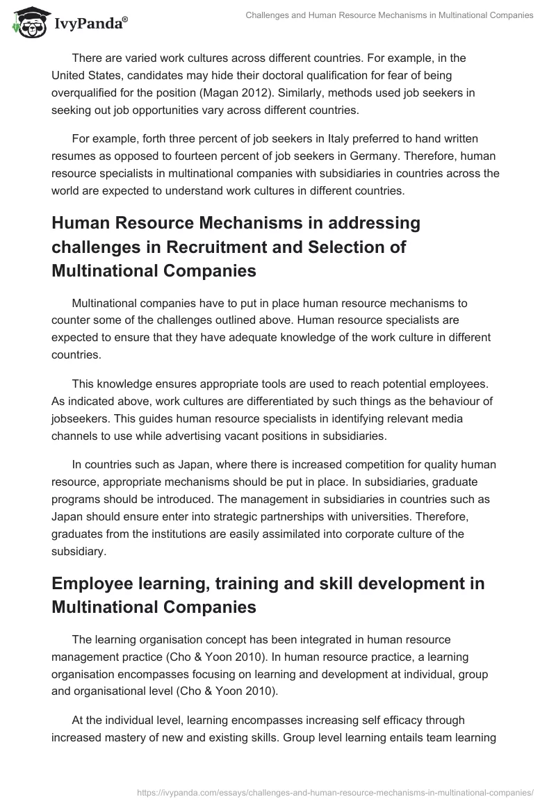 Challenges and Human Resource Mechanisms in Multinational Companies. Page 5