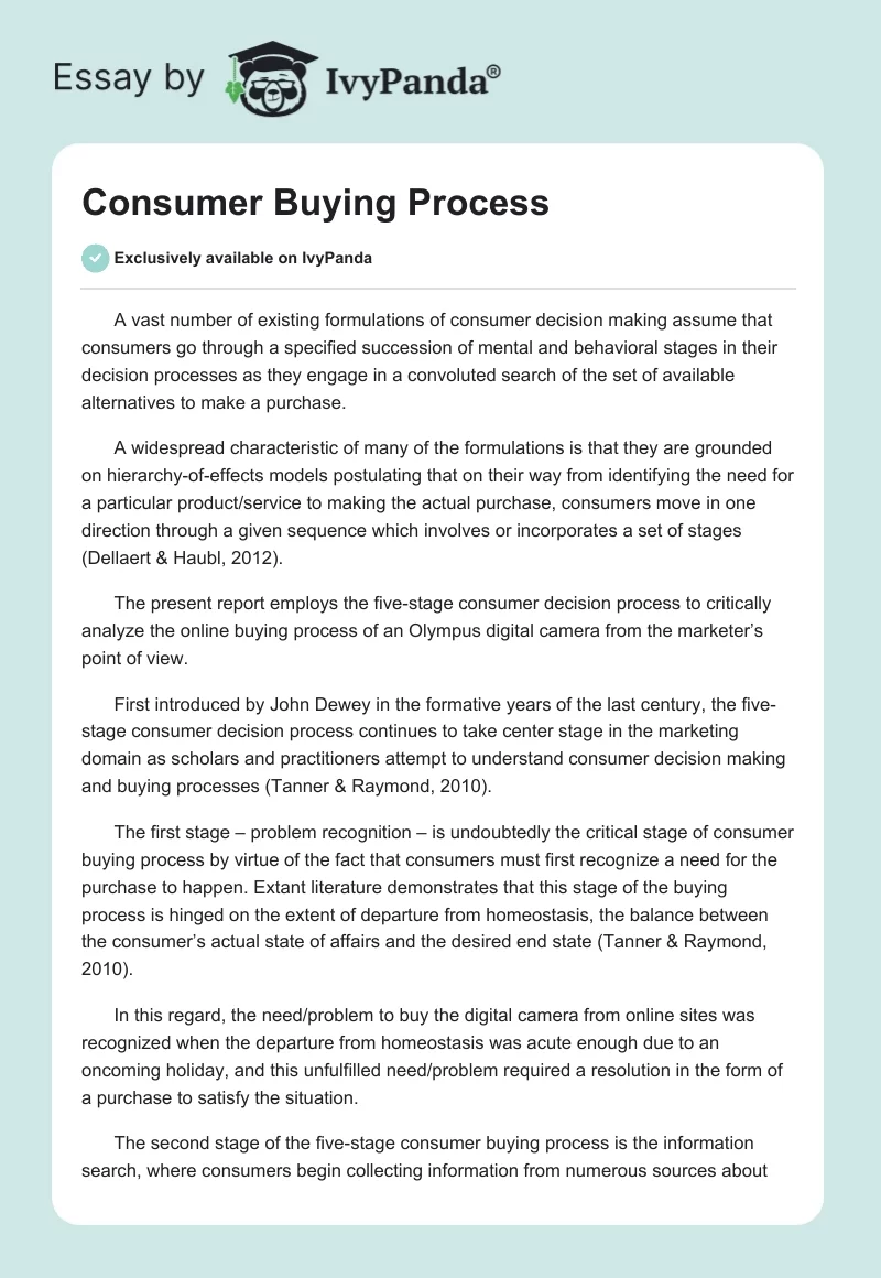 Consumer Buying Process. Page 1