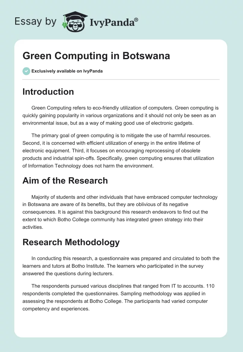 Green Computing in Botswana. Page 1