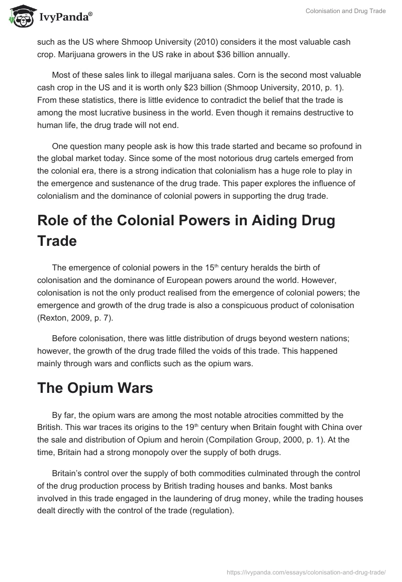 Colonisation and Drug Trade. Page 2