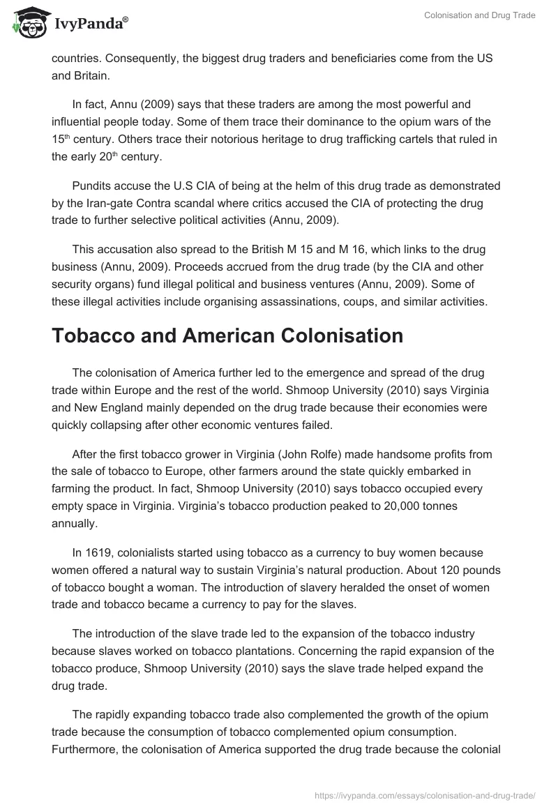 Colonisation and Drug Trade. Page 5