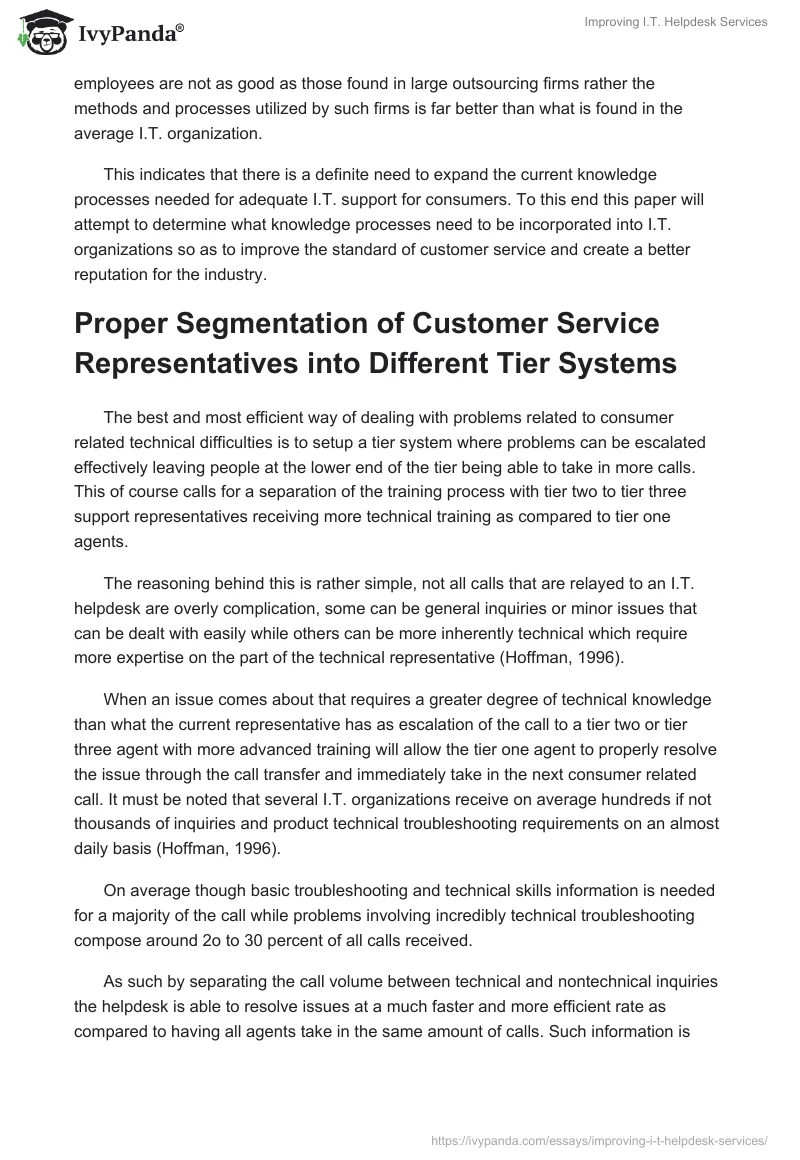 Improving I.T. Helpdesk Services. Page 2