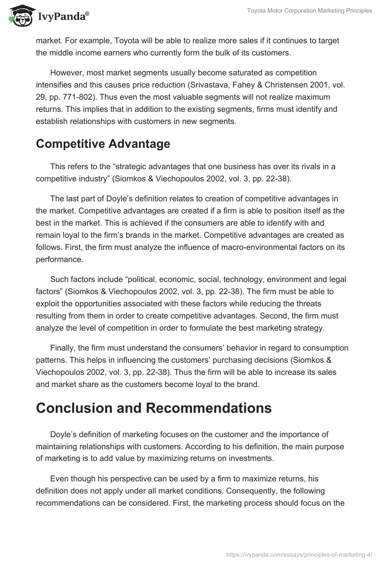 Toyota Motor Corporation Marketing Principles. Page 5