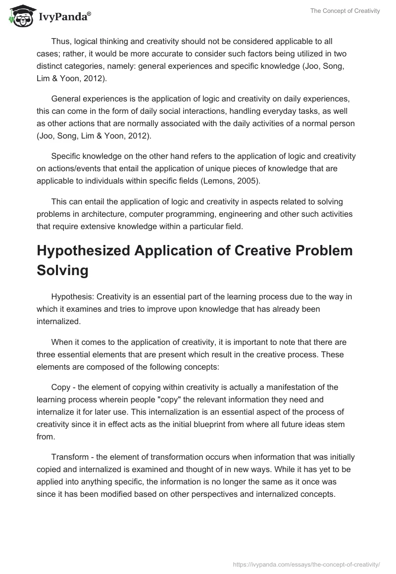 The Concept of Creativity. Page 3
