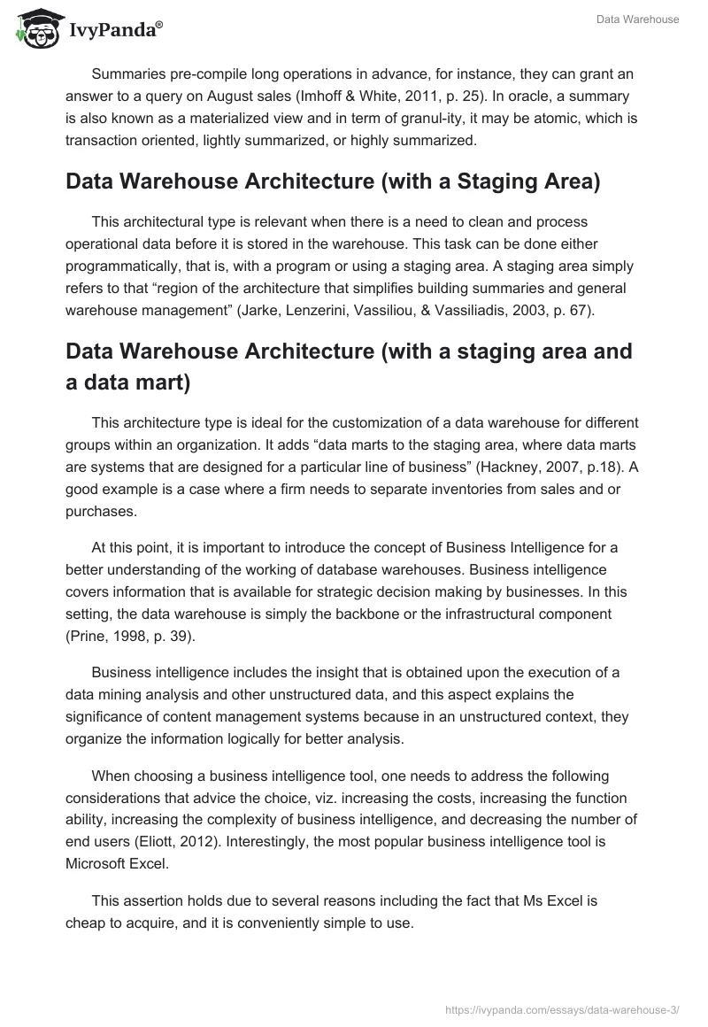 recent research paper on data warehouse