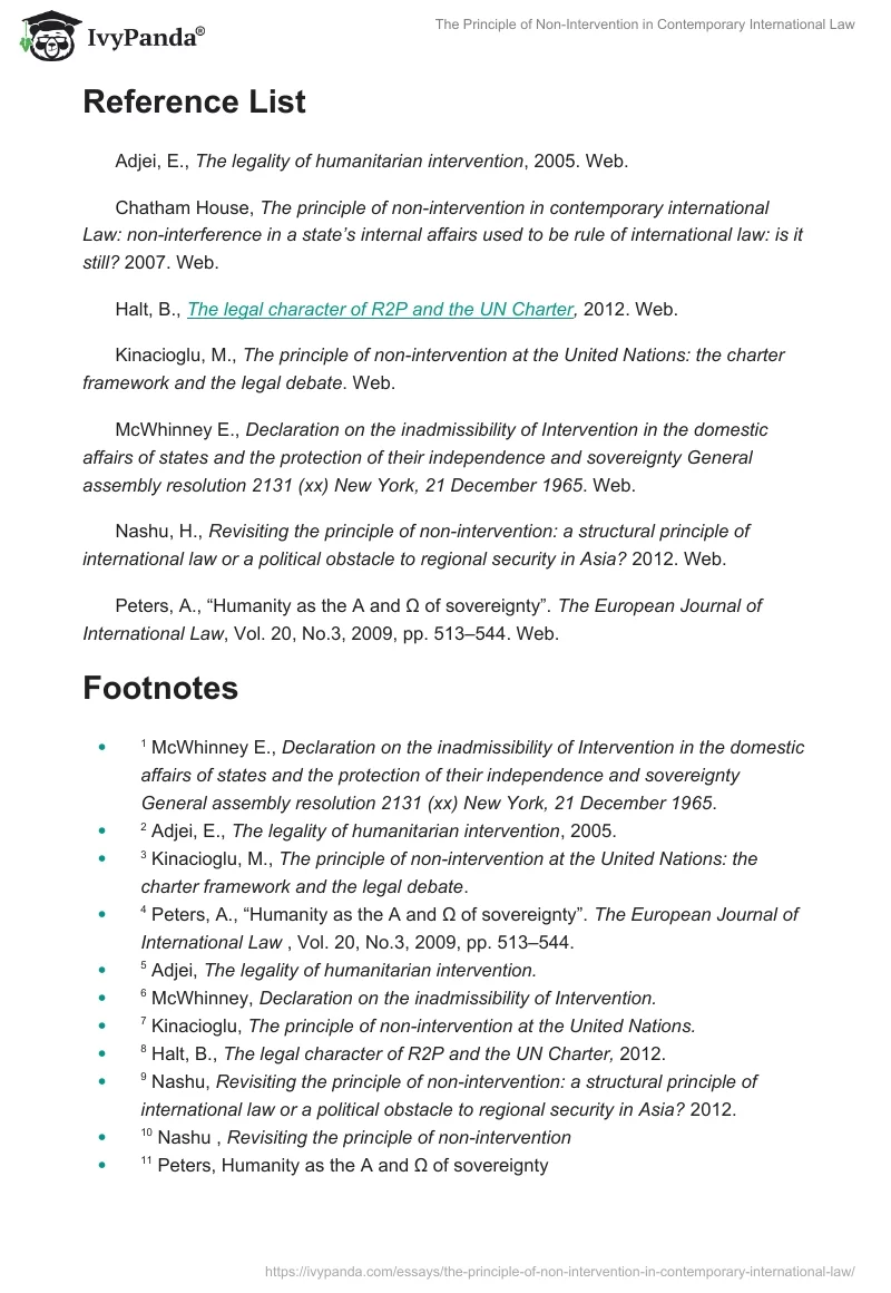 The Principle of Non-Intervention in Contemporary International Law. Page 5