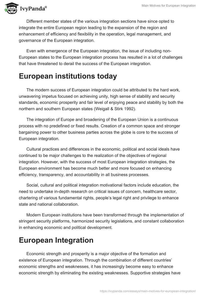 Main Motives for European Integration. Page 3