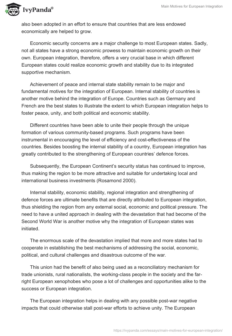 Main Motives for European Integration. Page 4