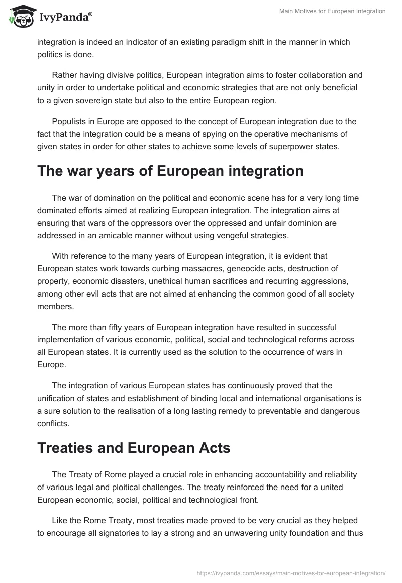 Main Motives for European Integration. Page 5