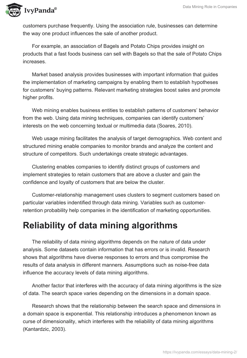 Data Mining Role in Companies. Page 2