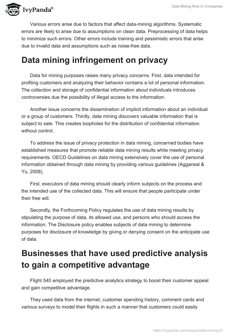 Data Mining Role in Companies. Page 3