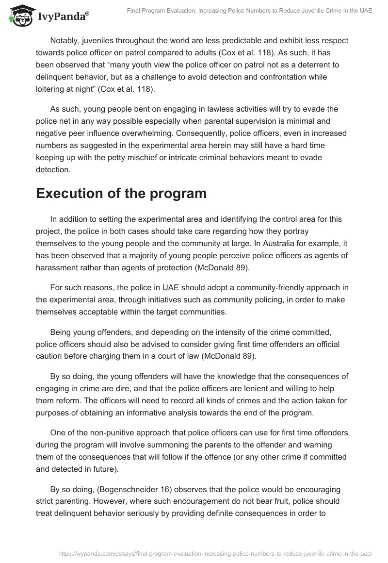 Final Program Evaluation: Increasing Police Numbers to Reduce Juvenile Crime in the UAE. Page 5