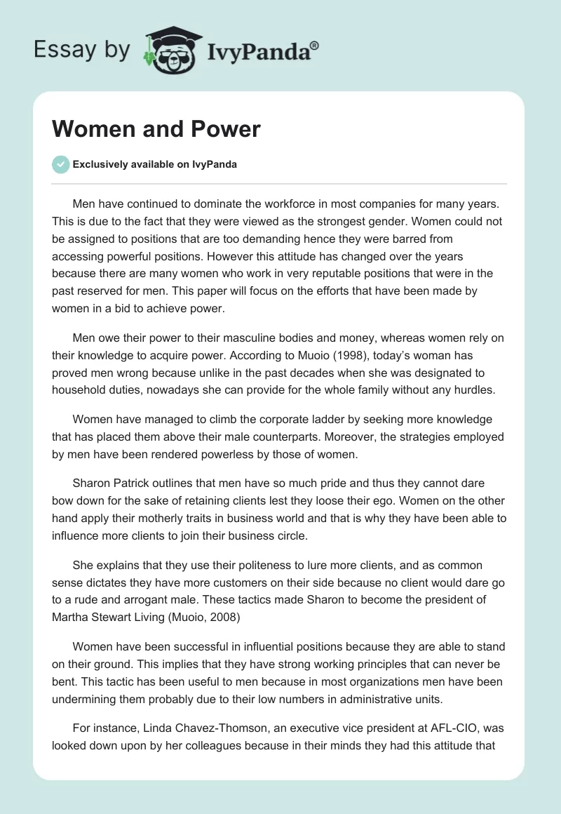 Women and Power. Page 1