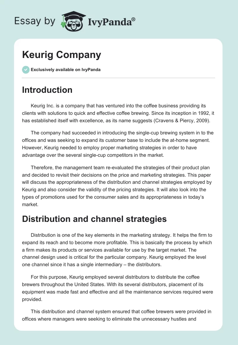 Keurig Company. Page 1