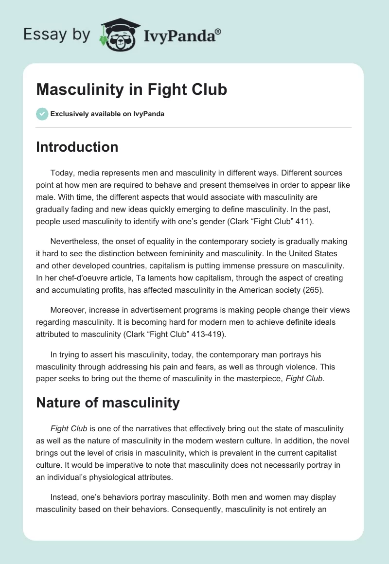 Masculinity in Fight Club. Page 1