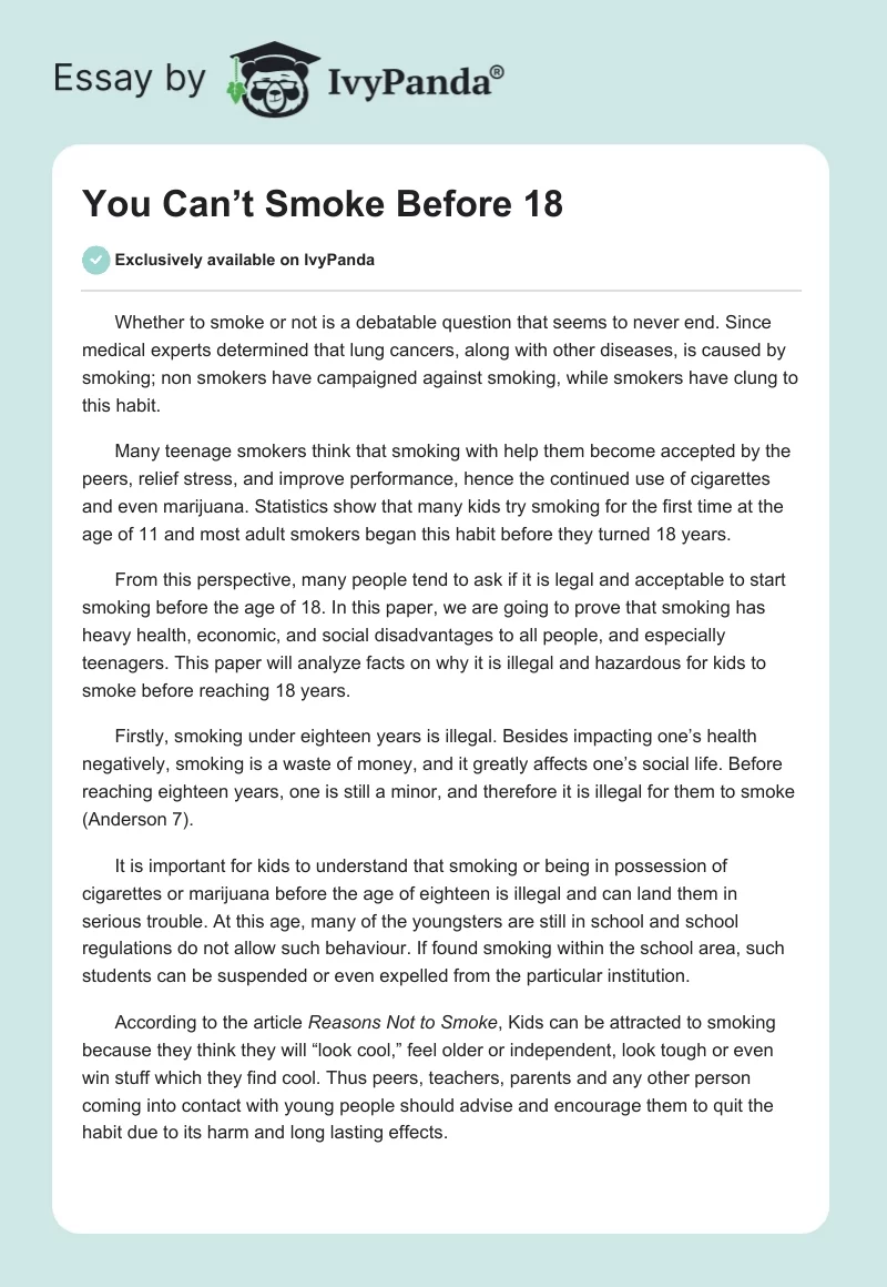 You Can’t Smoke Before 18. Page 1