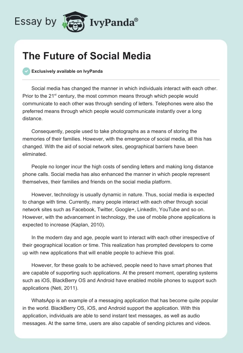 The Future of Social Media. Page 1