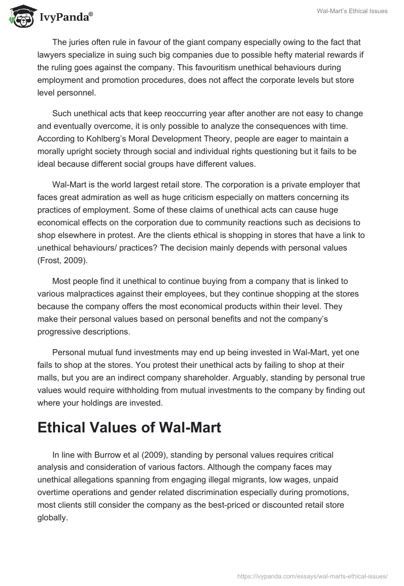 Wal-Mart’s Ethical Issues. Page 3