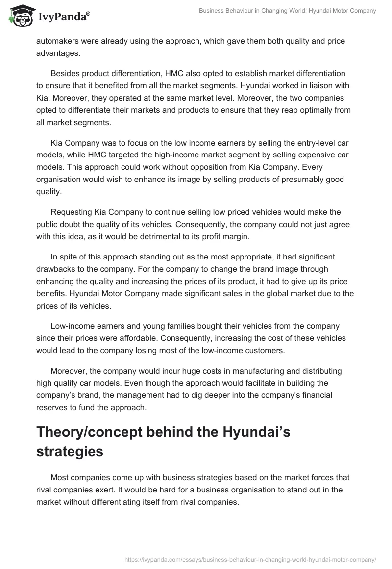 Business Behaviour in Changing World: Hyundai Motor Company. Page 5