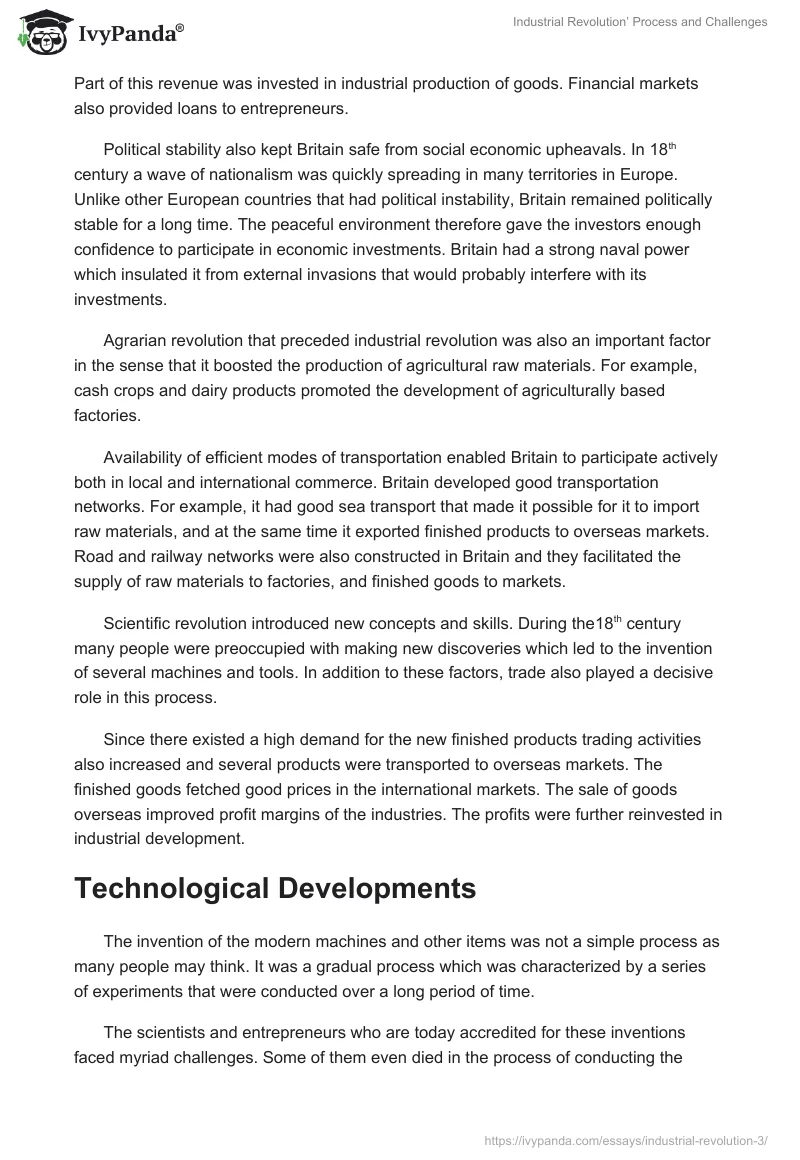 Industrial Revolution’ Process and Challenges. Page 2