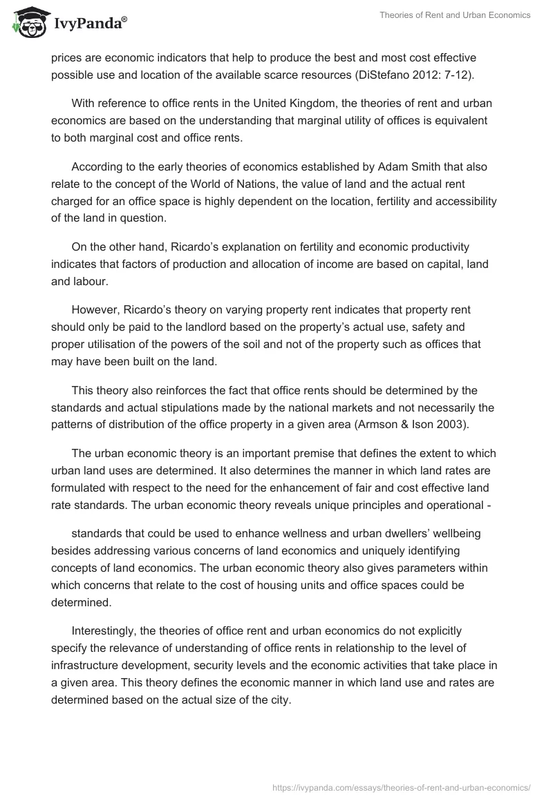 Theories of Rent and Urban Economics. Page 2