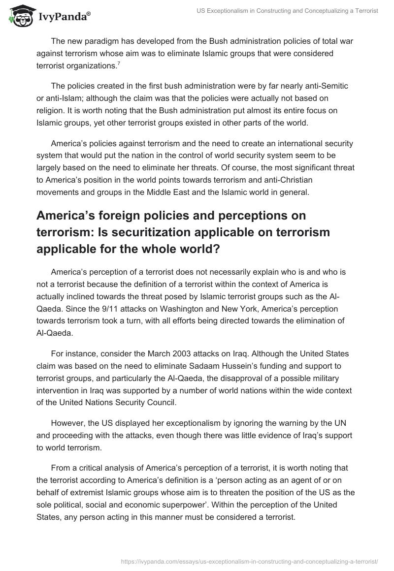 US Exceptionalism in Constructing and Conceptualizing a Terrorist. Page 3
