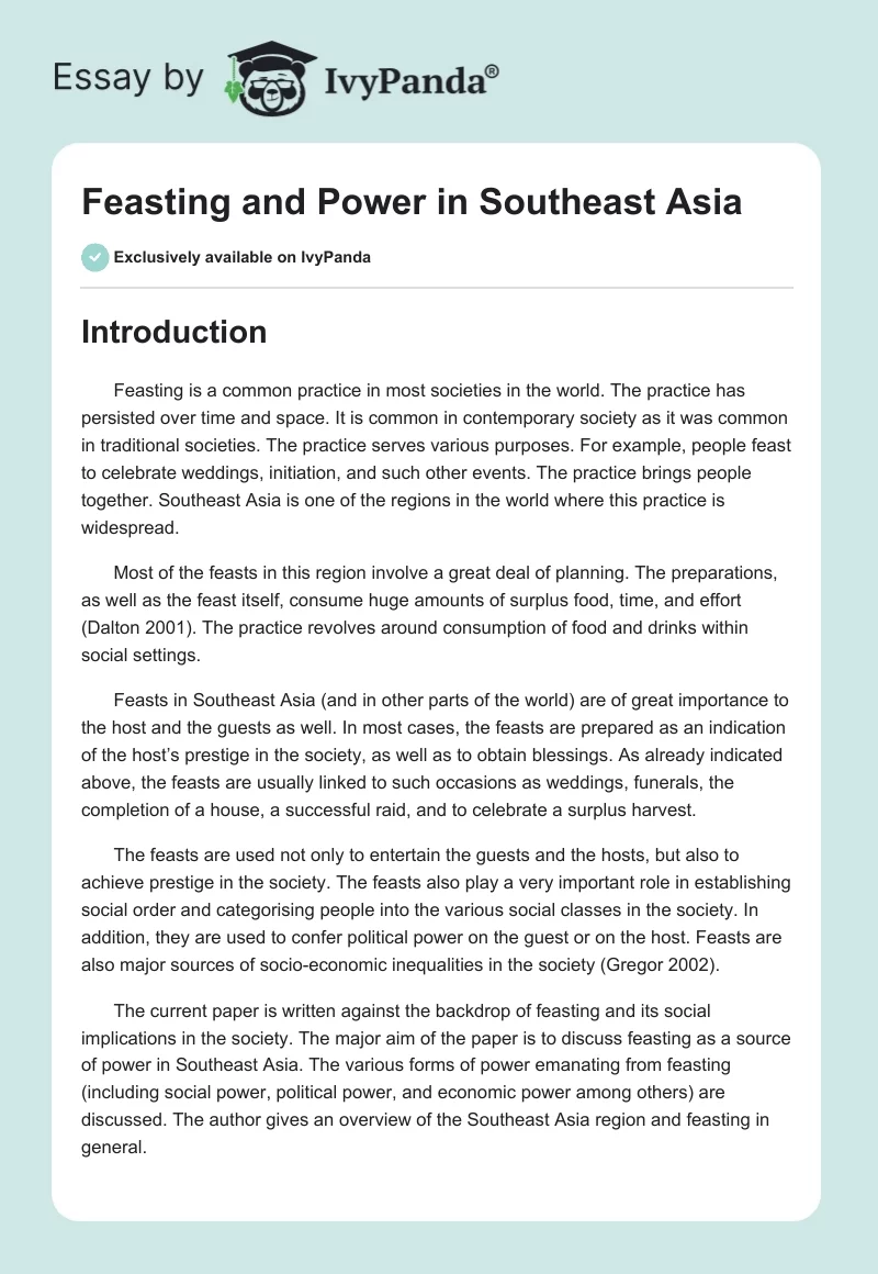 Feasting and Power in Southeast Asia. Page 1