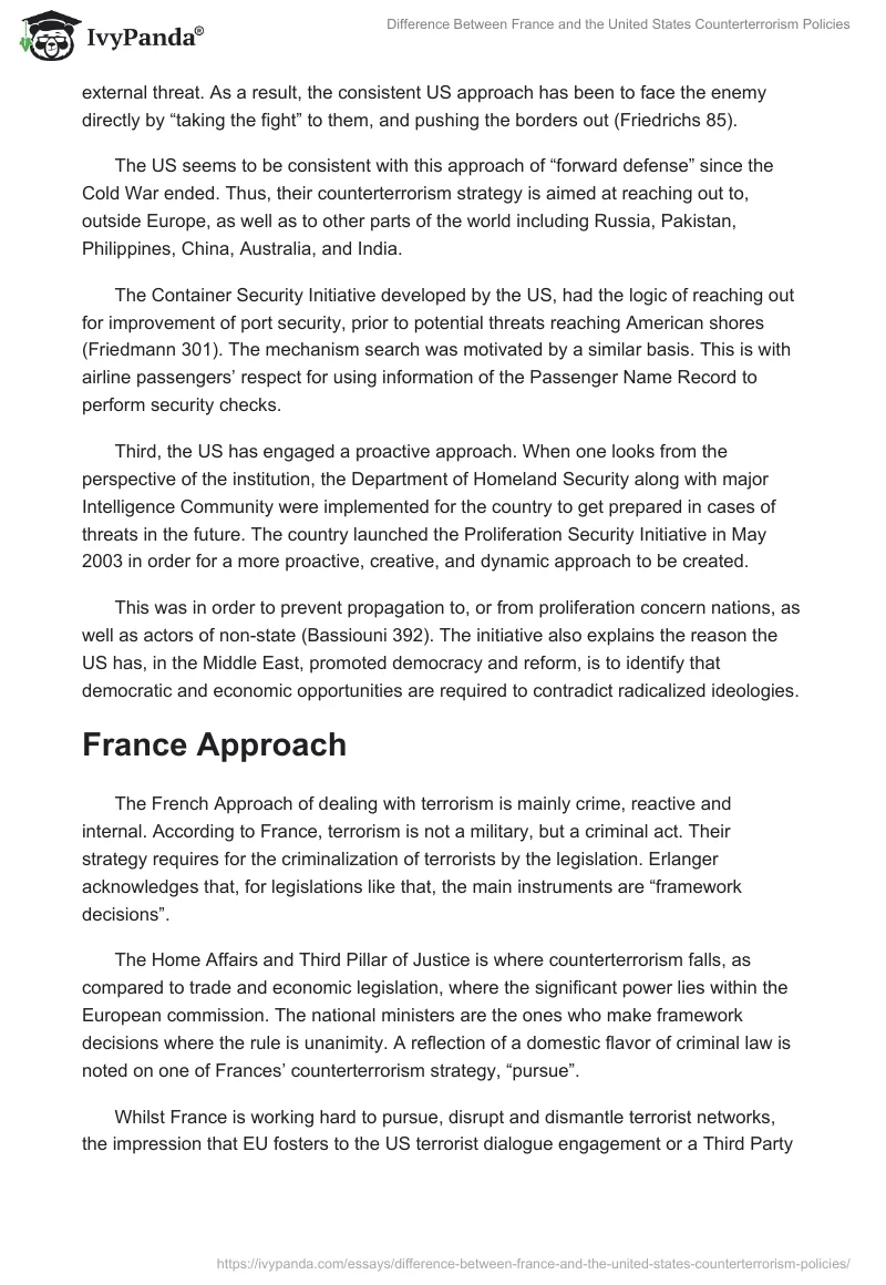 Difference Between France and the United States Counterterrorism Policies. Page 4
